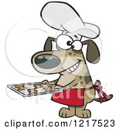 Cartoon Chef Dog Holding Fresh Baked Biscuits On A Tray