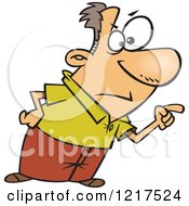 Clipart Of A Cartoon Man Pointing The Finger And Blaming Royalty Free Vector Illustration