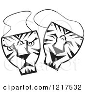 Poster, Art Print Of Black And White Happy And Sad Tiger Theater Masks