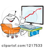 Poster, Art Print Of Moodie Character Holding A Thumb Up In Front Of A Success Chart