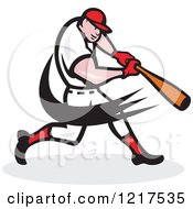 Clipart Of A Baseball Player Swinging A Bat Royalty Free Vector Illustration