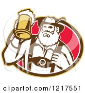 Retro German Man Holding Up A Mug Of Beer In An Oval
