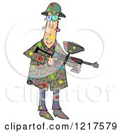 Poster, Art Print Of Paintball Man Covered In Colorful Splats