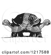Poster, Art Print Of Woodcut Double Headed Tortoise In Black And White
