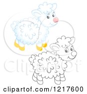 Poster, Art Print Of Cute Airbrushed And Outlined Sheep