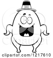 Poster, Art Print Of Black And White Happy Grinning Pilgrim Turkey Character