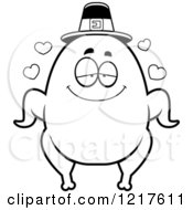 Clipart Of A Black And White Loving Pilgrim Turkey Character Royalty Free Vector Illustration by Cory Thoman