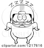 Clipart Of A Black And White Sleeping Football Turkey Character Royalty Free Vector Illustration