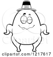 Clipart Of A Black And White Drunk Pilgrim Turkey Character Royalty Free Vector Illustration by Cory Thoman