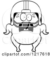 Clipart Of A Black And White Scared Football Turkey Character Royalty Free Vector Illustration
