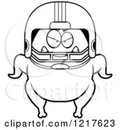 Clipart Of A Black And White Mad Football Turkey Character Royalty Free Vector Illustration