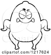 Clipart Of A Black And White Mad Turkey Character Royalty Free Vector Illustration