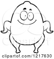 Clipart Of A Black And White Happy Turkey Character Royalty Free Vector Illustration