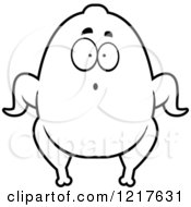 Clipart Of A Black And White Surprised Turkey Character Royalty Free Vector Illustration