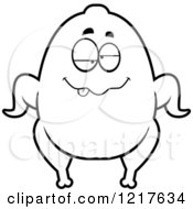 Clipart Of A Black And White Drunk Turkey Character Royalty Free Vector Illustration