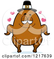Clipart Of A Loving Pilgrim Turkey Character Royalty Free Vector Illustration