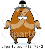Clipart Of A Bored Pilgrim Turkey Character Royalty Free Vector Illustration by Cory Thoman