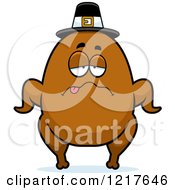 Clipart Of A Sick Pilgrim Turkey Character Royalty Free Vector Illustration by Cory Thoman