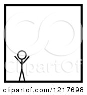 Clipart Of A Stick Man And Black Square Border 4 Royalty Free Illustration by oboy