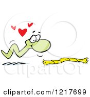 Clipart Of An Infatuated Worm Confusing A Rope With Another Worm Royalty Free Vector Illustration by Johnny Sajem