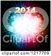 Clipart Of A Golden New Year 2014 Over A Colorful Starburst Royalty Free Vector Illustration by elaineitalia
