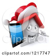 Clipart Of A 3d Christmas White House Holding A Smartphone Royalty Free Illustration by Julos