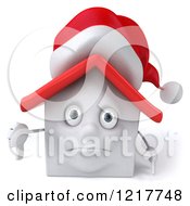 Clipart Of A 3d Christmas White House Holding A Thumb Down Royalty Free Illustration by Julos