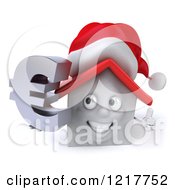 Clipart Of A 3d Christmas White House Holding A Euro Symbol And Thumb Up Royalty Free Illustration by Julos