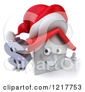 Clipart Of A 3d Christmas White House Holding A Dollar Symbol And Thumb Up Royalty Free Illustration by Julos