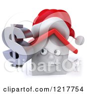 Clipart Of A 3d Christmas White House Holding A Dollar Symbol And Thumb Down Royalty Free Illustration by Julos