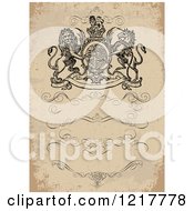Poster, Art Print Of Distressed Lion And Unicorn Invitation With Swirls And Text Space