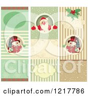 Poster, Art Print Of Vertical Retro Snowman And Santa Christmas Backgrounds