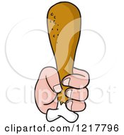 Clipart Of A Hand Holding A Chicken Drumstick Royalty Free Vector Illustration