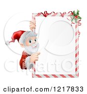 Poster, Art Print Of Santa Pointing To A Candy Cane Frame Sign