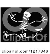 Poster, Art Print Of White Scared Skeleton Running Away On Black