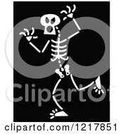 Clipart Of A White Scaring Skeleton On Black Royalty Free Vector Illustration by Zooco