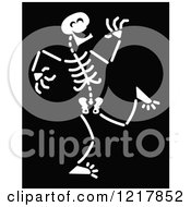 Clipart Of A White Laughing Skeleton On Black Royalty Free Vector Illustration by Zooco