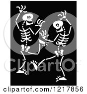 Poster, Art Print Of White Dancing Skeletons On Black