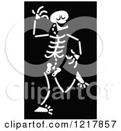 Poster, Art Print Of White Dancing Skeleton On Black