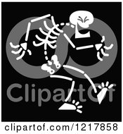 Clipart Of A White Naughty Skeleton On Black Royalty Free Vector Illustration by Zooco