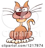 Clipart Of A Curious Sitting Cat Royalty Free Vector Illustration by Zooco