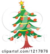 Clipart Of A Trimmed Christmas Tree Royalty Free Vector Illustration