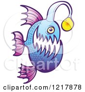Clipart Of A Purple And Blue Angler Fish Royalty Free Vector Illustration by Zooco