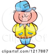 Clipart Of A Grinning Kid Wearing A Good Boy Cap Royalty Free Vector Illustration