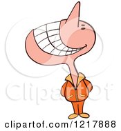 Clipart Of A Man Grinning Up At The Sky Royalty Free Vector Illustration