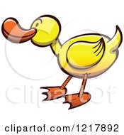 Clipart Of A Cartoon Happy Duck Royalty Free Vector Illustration
