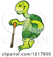 Poster, Art Print Of Old Tortoise Walking With A Cane