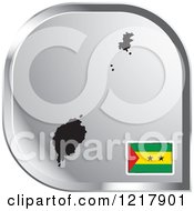 Clipart Of A Silver Sao Tome And Principe Map And Flag Icon Royalty Free Vector Illustration