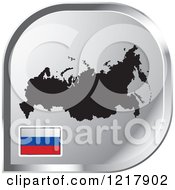 Clipart Of A Silver Russia Map And Flag Icon Royalty Free Vector Illustration