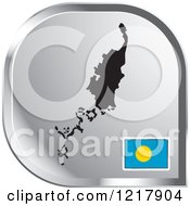 Clipart Of A Silver Palau Map And Flag Icon Royalty Free Vector Illustration